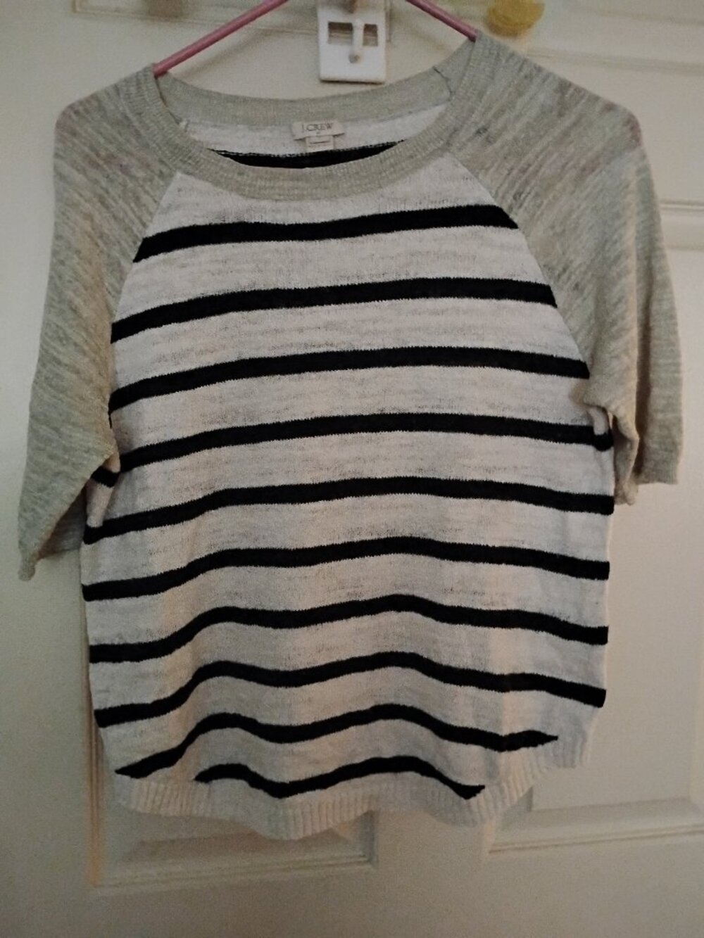 J. Crew Blue & White striped Short Sleeve Crew neck Sweater